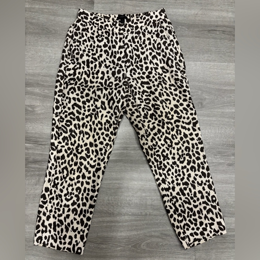 J. Crew Animal Print Trousers in Brown and Cream Size 4